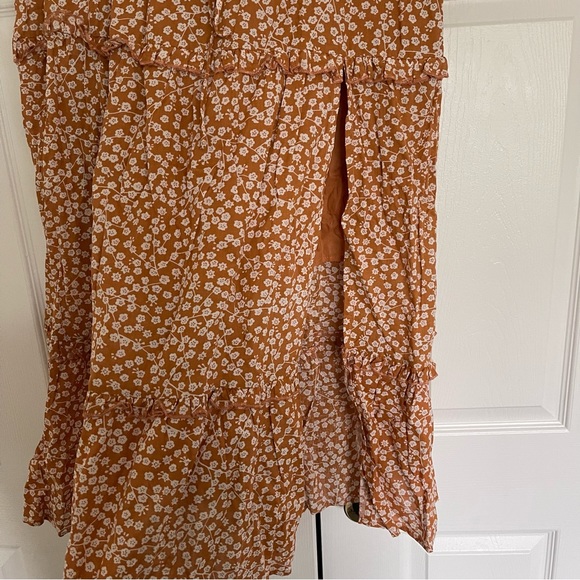 IN LOVE WITH LIFE ORANGE FLORAL SIDE-SLIT MAXI SKIRT - PINK LILY - Picture 5 of 7